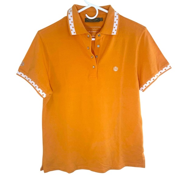 Vintage Wimbledon Lawn Tennis Orange Pearl Snap Polo Shirt Small Y2K Preppy NWOT - Picture 1 of 5